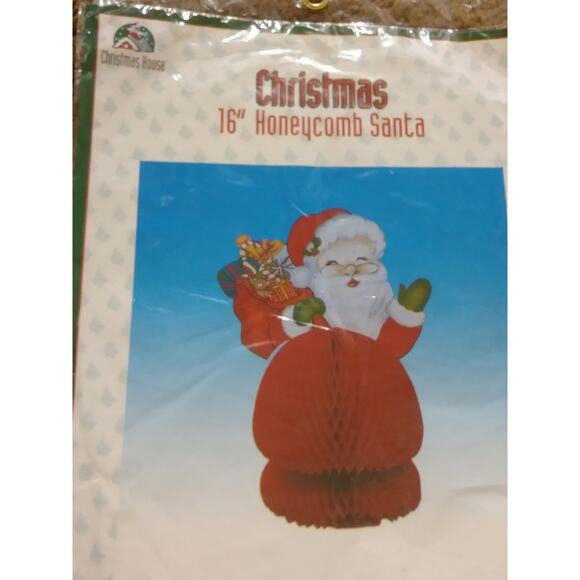 Vtg Christmas 16" Honeycomb Santa Claus New Old Stock St Nick Table Centerpiece - Picture 2 of 4